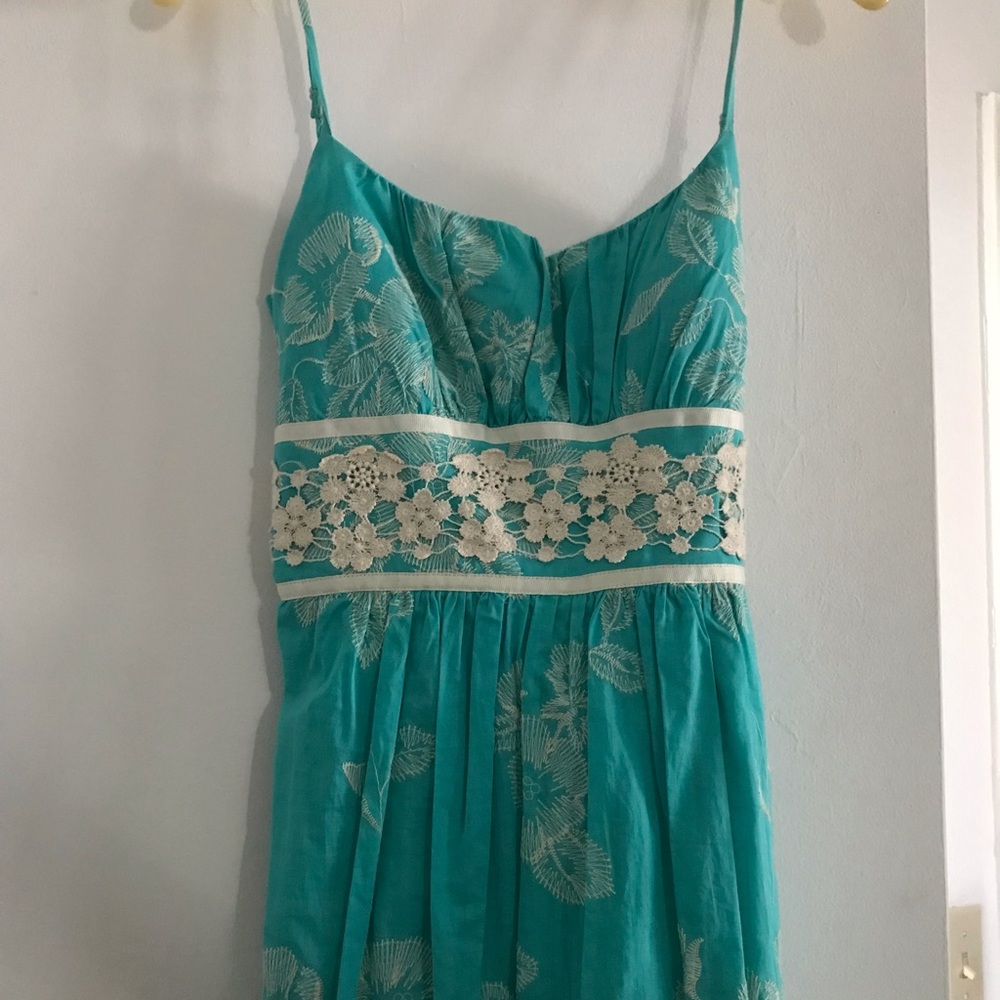 B Darlin SZ 7/8 Teal and Cream Lace Junior’s Dress - gorgeous condition